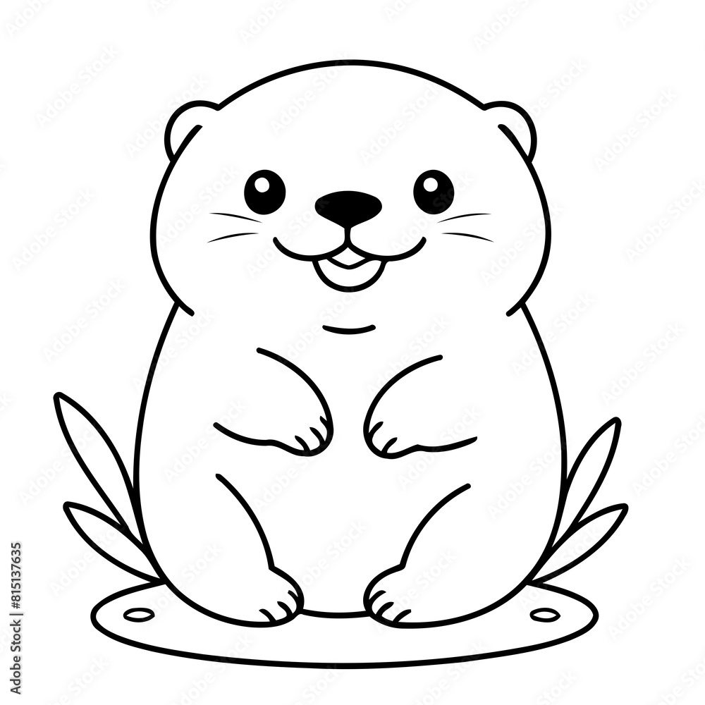 Simple vector illustration of Otter hand drawn for toddlers Simple vector illustration of Otter hand drawn for toddlers