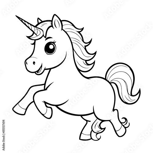 Simple vector illustration of Unicorn drawing for kids page
