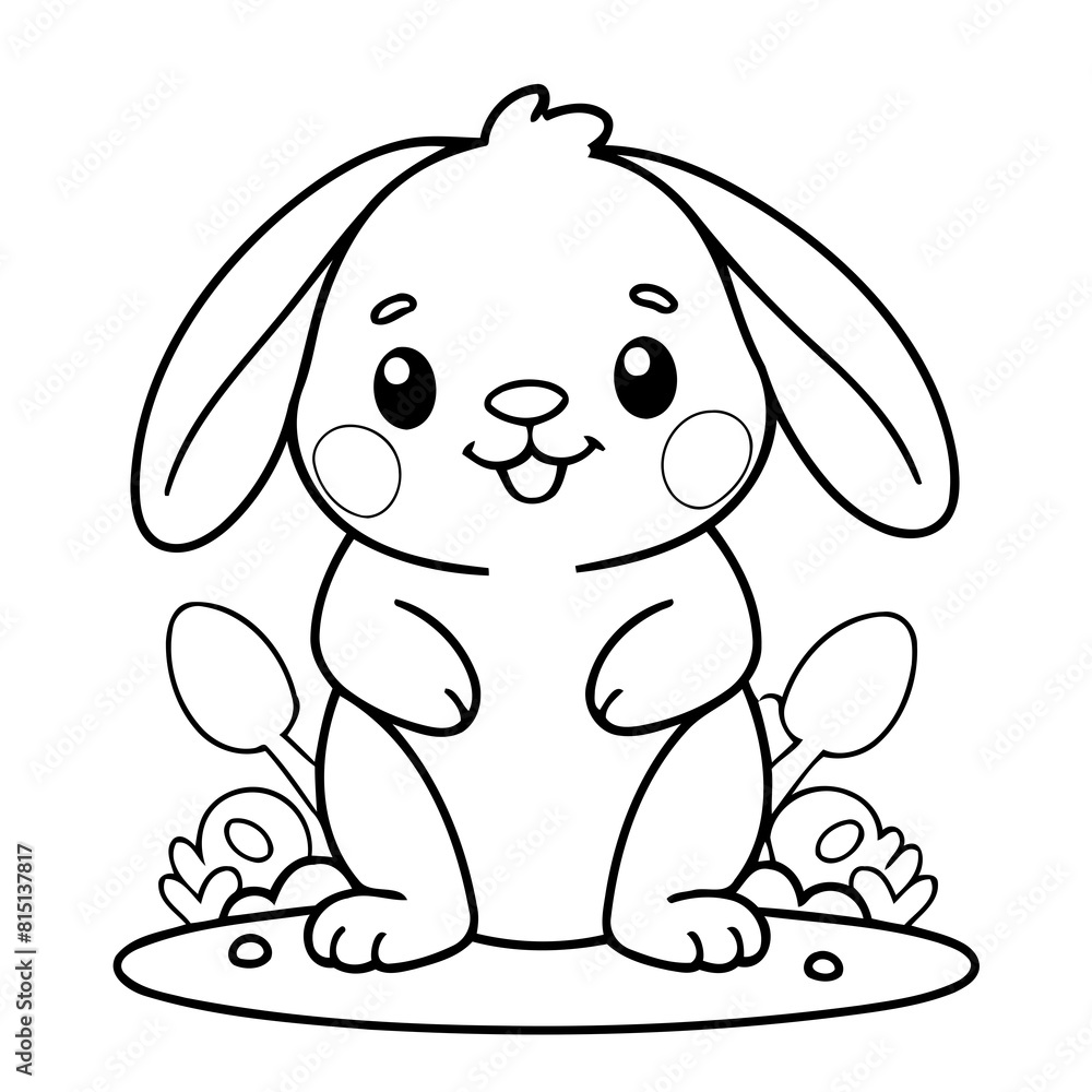 Cute vector illustration Bunny for kids colouring worksheet Cute vector illustration Bunny for kids colouring worksheet