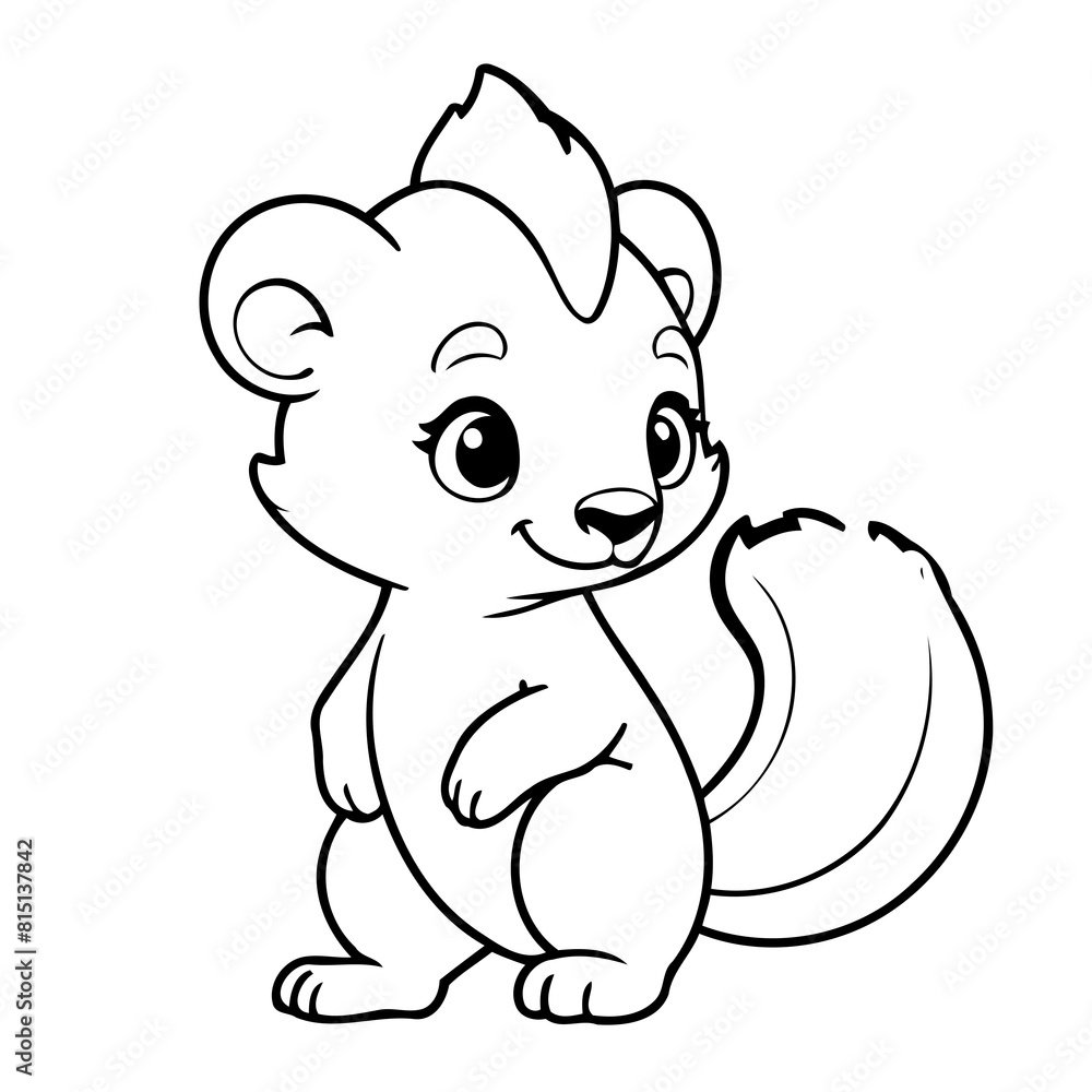 Vector illustration of a cute Skunk doodle drawing for kids page Vector illustration of a cute Skunk doodle drawing for kids page