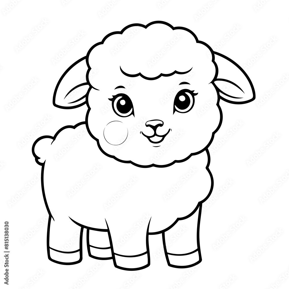 Vector illustration of a cute Sheep doodle for children worksheet Vector illustration of a cute Sheep doodle for children worksheet