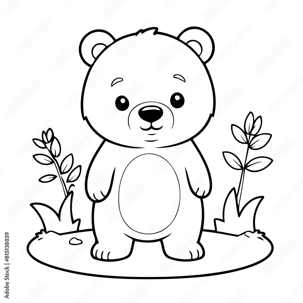 Vector illustration of a cute Bear doodle for kids coloring worksheet Vector illustration of a cute Bear doodle for kids coloring worksheet