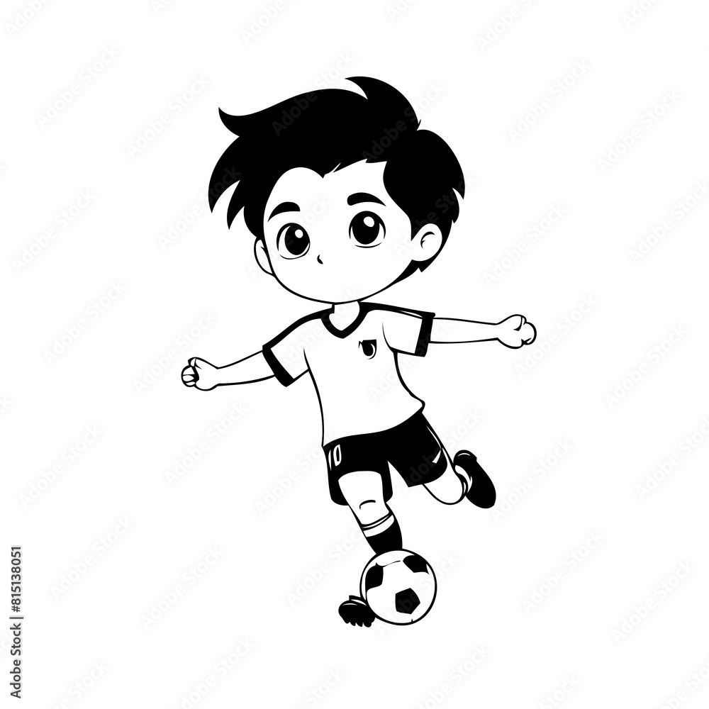 Vector illustration of a cute SoccerPlayer drawing for kids colouring activity Vector illustration of a cute SoccerPlayer drawing for kids colouring activity
