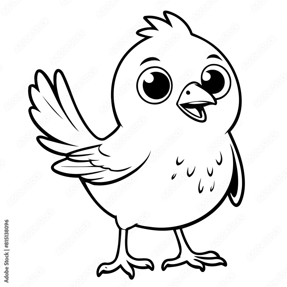 Cute vector illustration Bird drawing for kids colouring page Cute vector illustration Bird drawing for kids colouring page