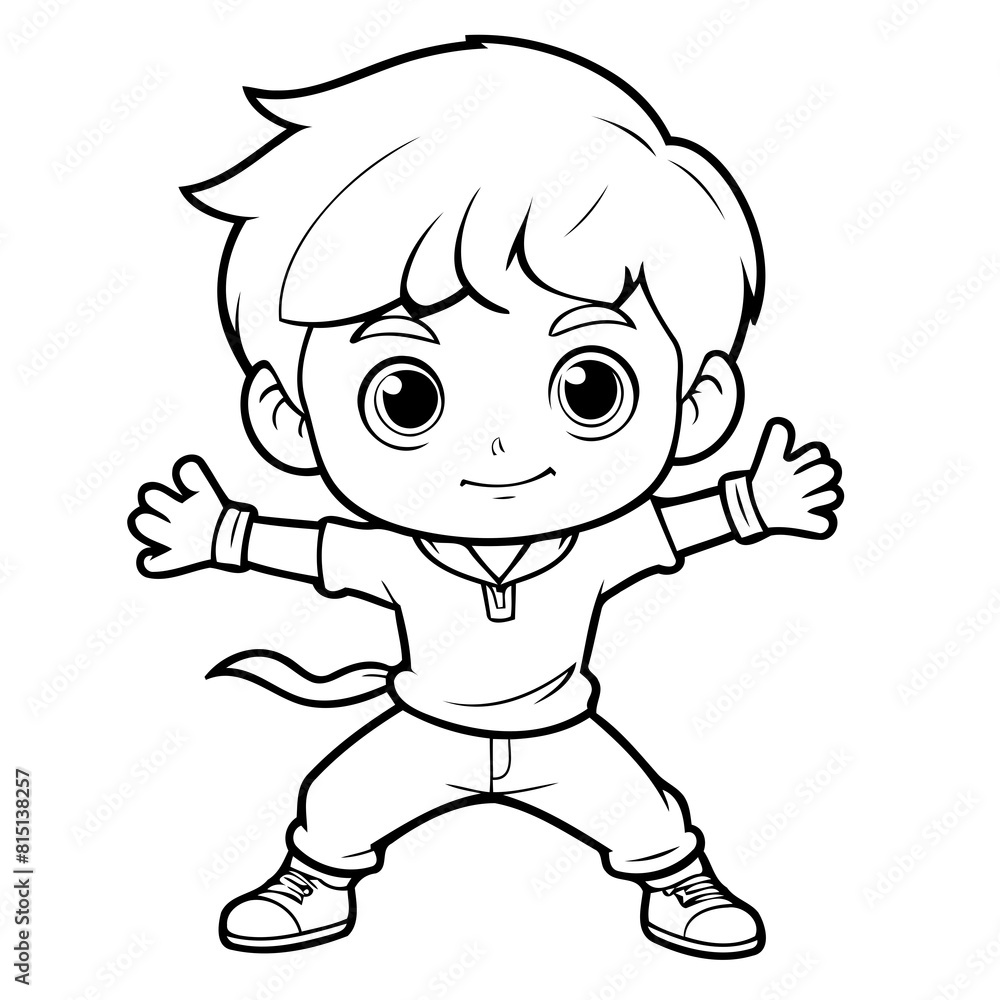 Cute vector illustration Boy doodle for toddlers colouring page Cute vector illustration Boy doodle for toddlers colouring page
