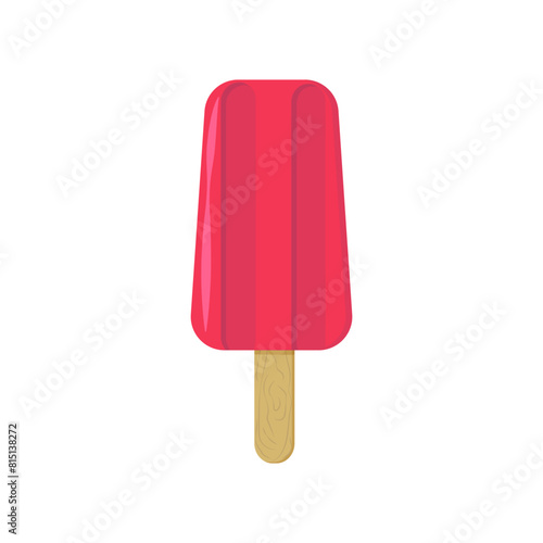 vector fruit ice cream, strawberry on a stick in a flat style on a white background