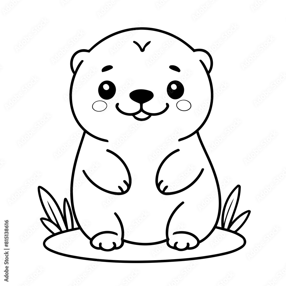 Simple vector illustration of Otter drawing colouring activity Simple vector illustration of Otter drawing colouring activity