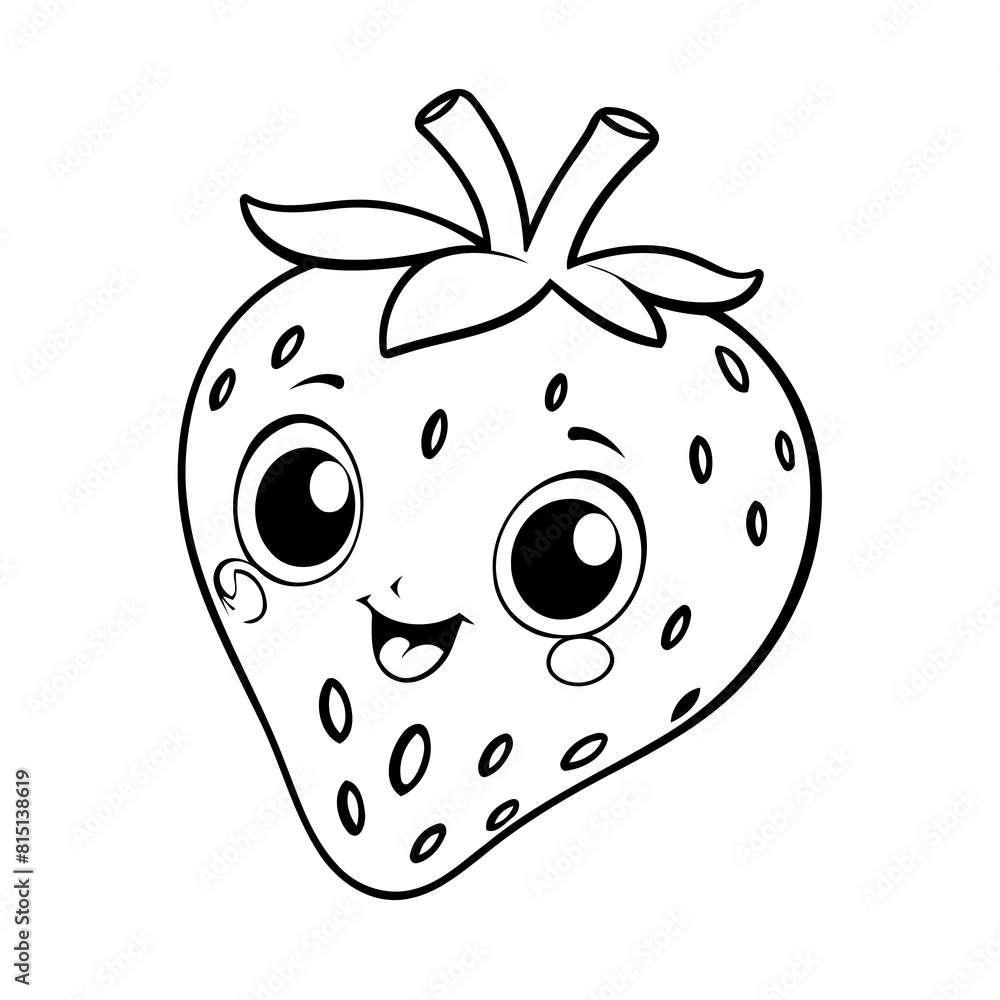 Simple vector illustration of Strawberry drawing colouring activity Simple vector illustration of Strawberry drawing colouring activity