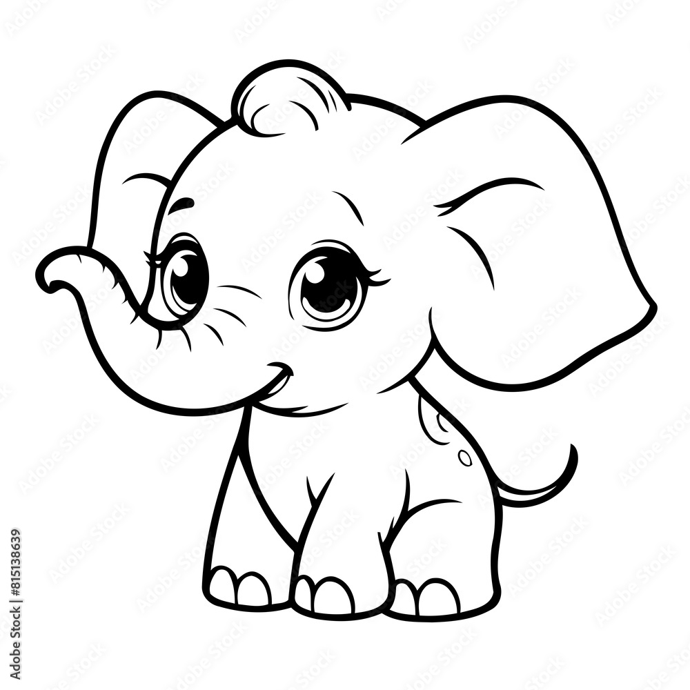 Obraz premium Simple vector illustration of Elephant drawing for toddlers colouring page