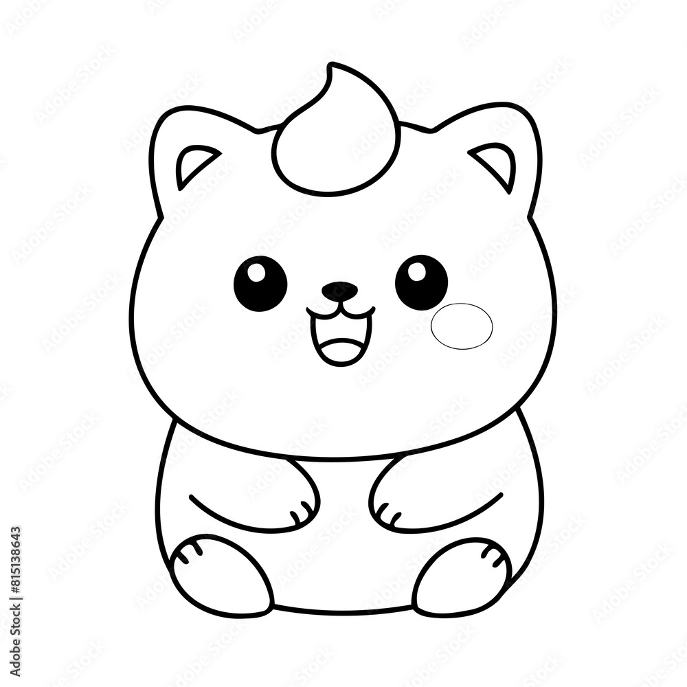 Obraz premium Cute vector illustration Kawaii doodle for toddlers coloring activity
