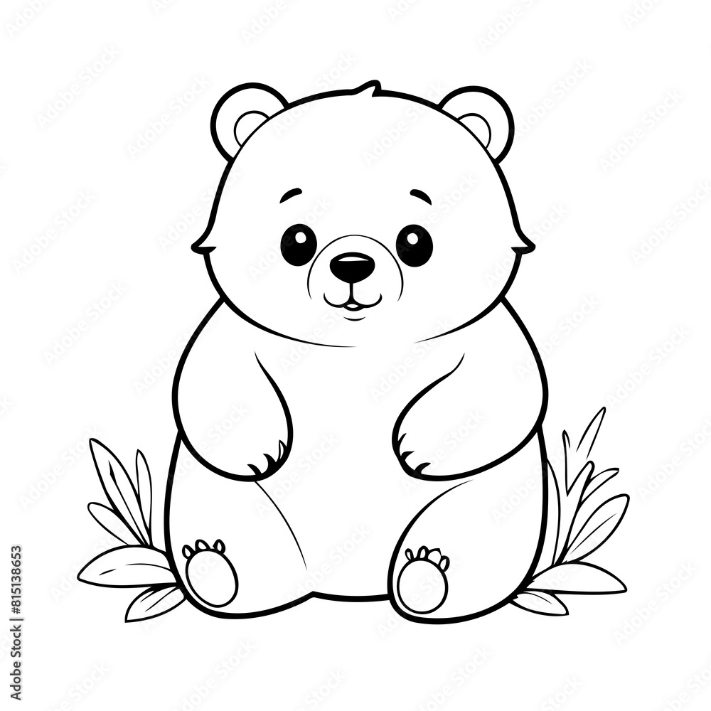 Fototapeta premium Cute vector illustration Bear doodle for children worksheet