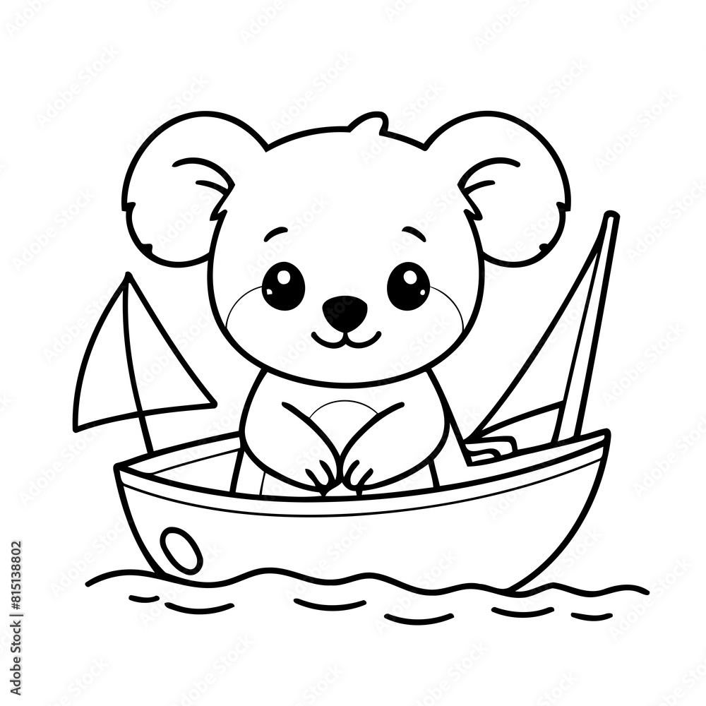 Cute vector illustration Koala for children colouring activity