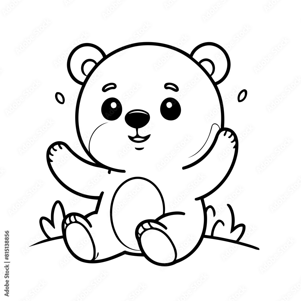 Fototapeta premium Vector illustration of a cute Bear drawing for kids colouring page
