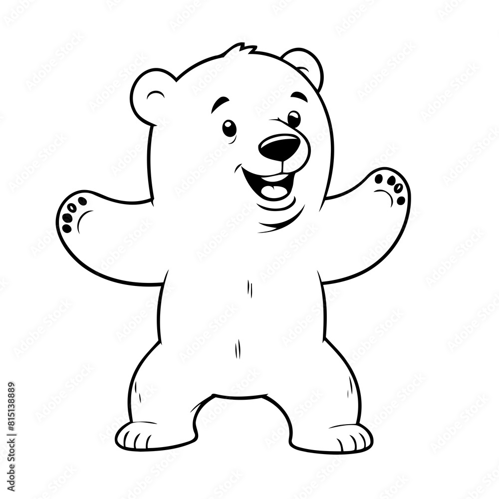 Fototapeta premium Cute vector illustration Polarbear drawing for kids colouring activity