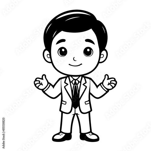 Vector illustration of a cute Businessman drawing for kids page