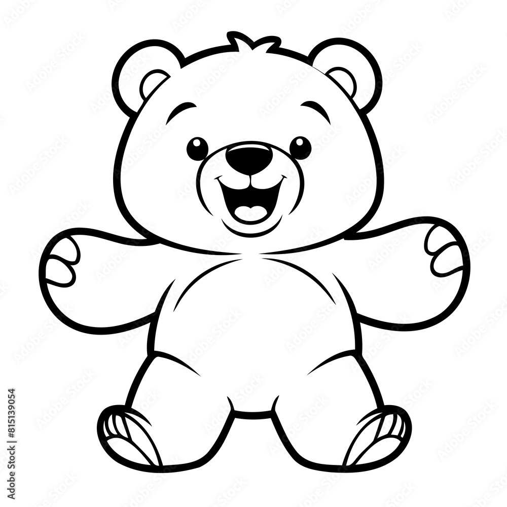 Vector illustration of a cute Bear drawing for kids colouring page Vector illustration of a cute Bear drawing for kids colouring page