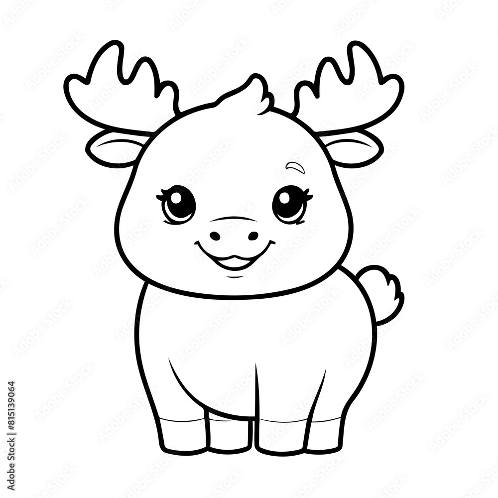 Cute vector illustration Moose for kids colouring worksheet Cute vector illustration Moose for kids colouring worksheet
