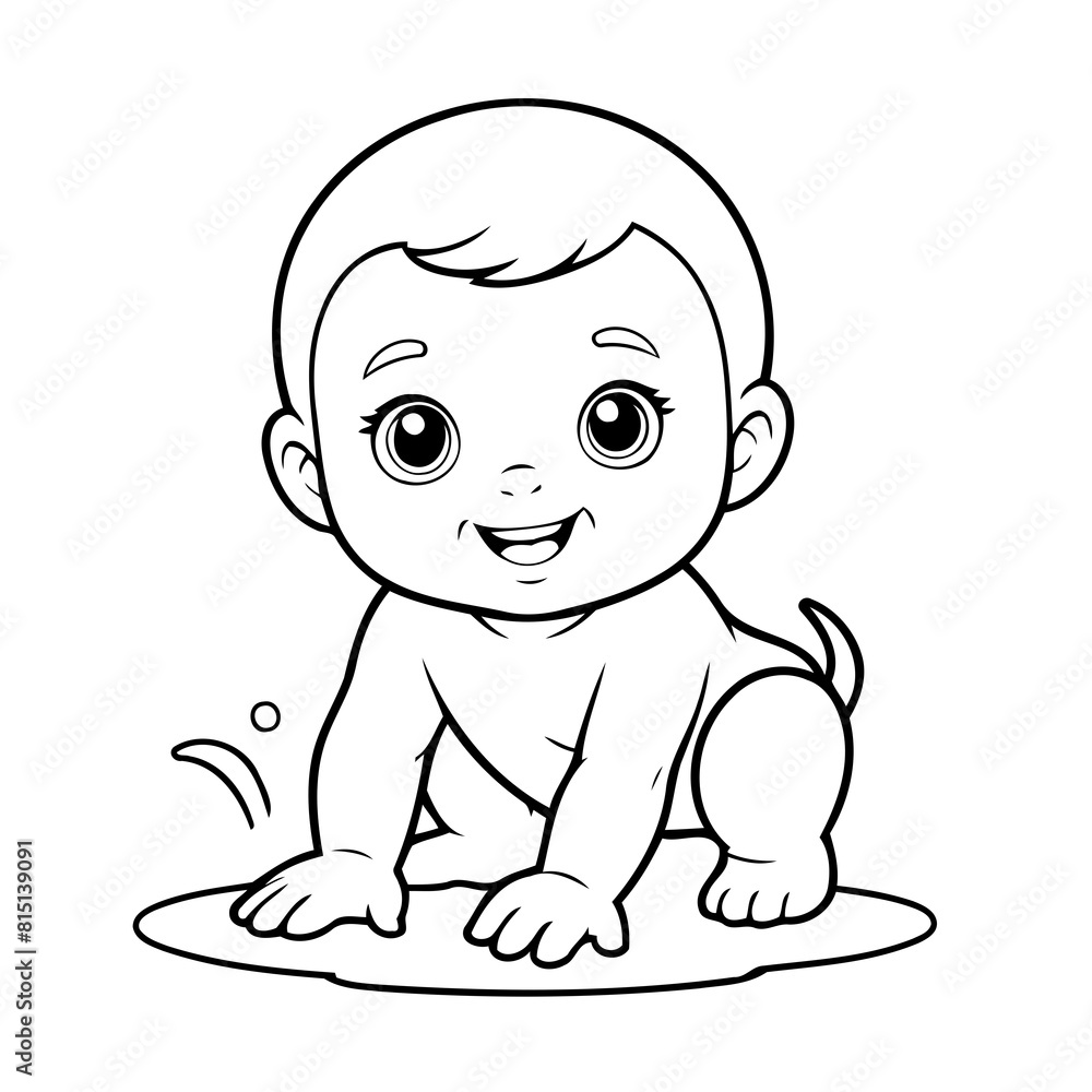Simple vector illustration of Baby drawing colouring activity Simple vector illustration of Baby drawing colouring activity