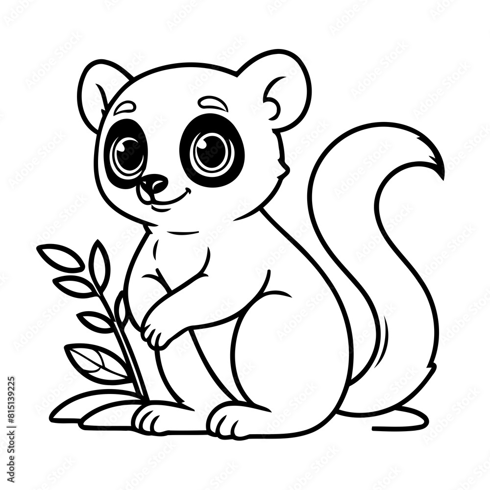 Vector illustration of a cute Lemur doodle drawing for kids page Vector illustration of a cute Lemur doodle drawing for kids page