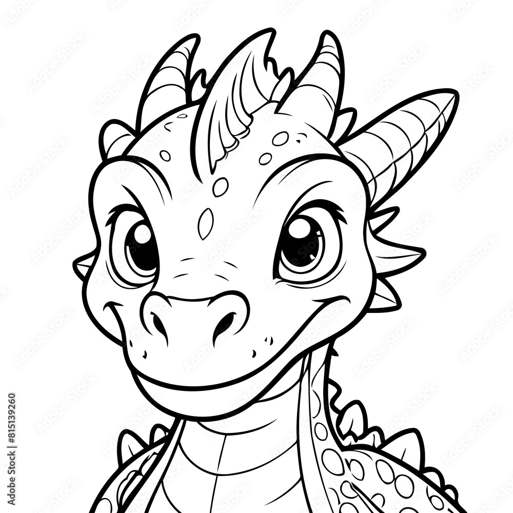 Vector illustration of a cute Dragon doodle drawing for kids page Vector illustration of a cute Dragon doodle drawing for kids page