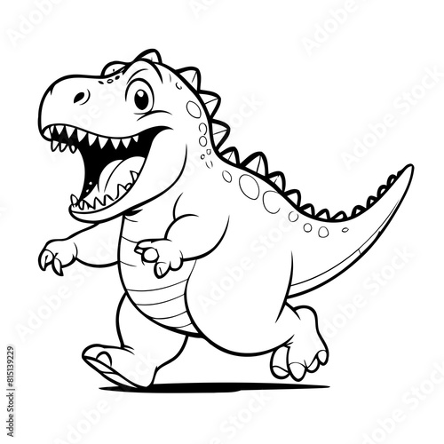 Vector illustration of a cute Dino drawing for kids page © meastudios