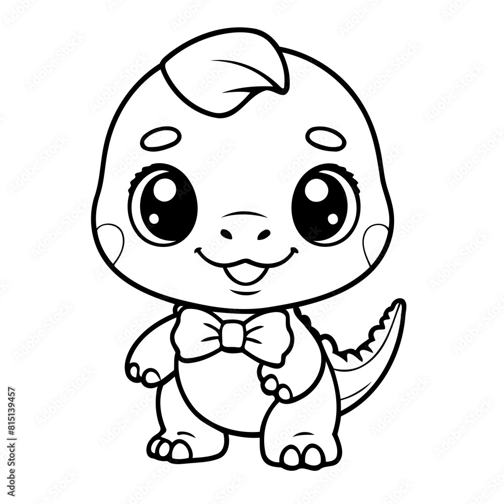 Cute vector illustration Dino for kids colouring page Cute vector illustration Dino for kids colouring page