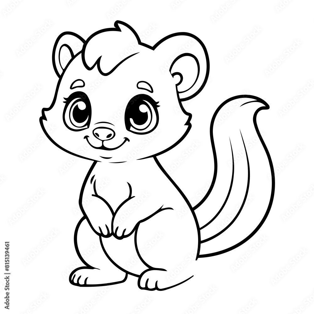 Vector illustration of a cute Skunk drawing colouring activity Vector illustration of a cute Skunk drawing colouring activity