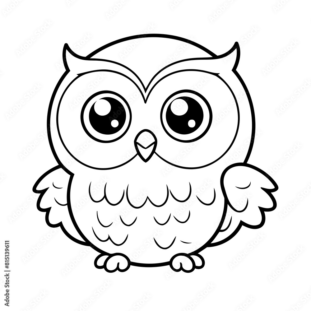 Fototapeta premium Vector illustration of a cute Owl drawing colouring activity