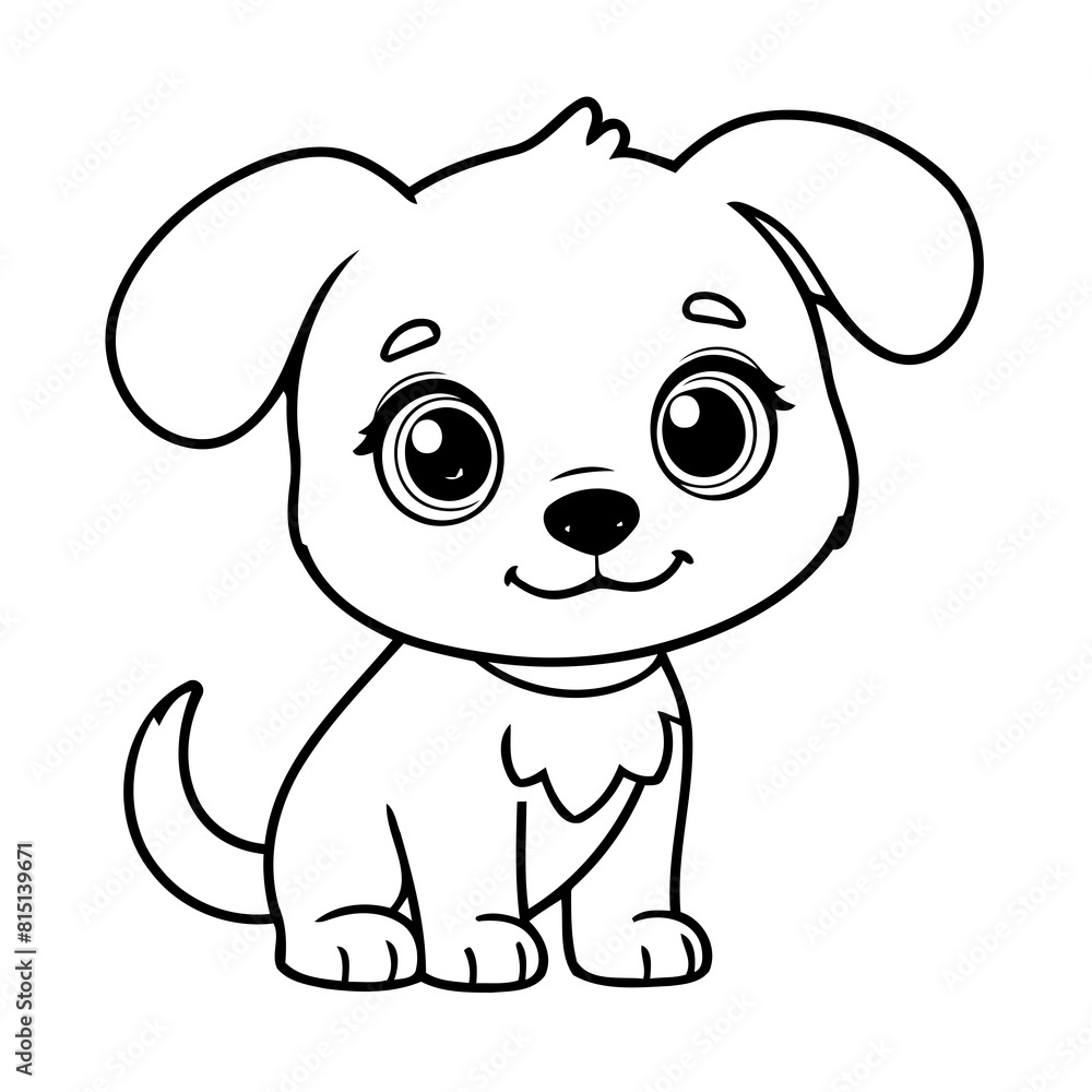 Cute vector illustration Dog doodle black and white for kids page Cute vector illustration Dog doodle black and white for kids page