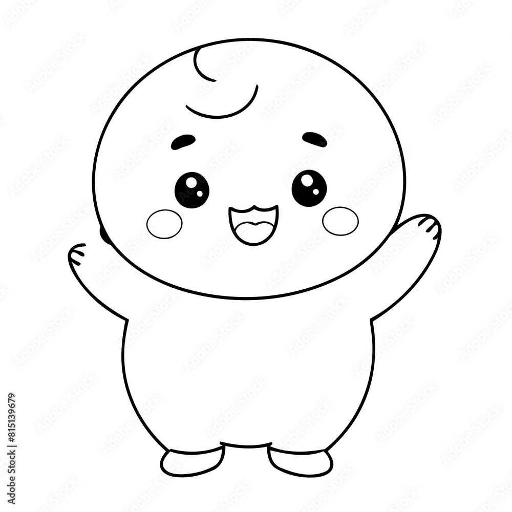 Simple vector illustration of Kawaii hand drawn for kids page Simple vector illustration of Kawaii hand drawn for kids page