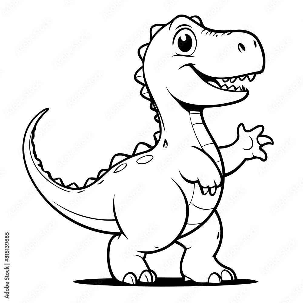 Simple vector illustration of Dino drawing for kids colouring page Simple vector illustration of Dino drawing for kids colouring page