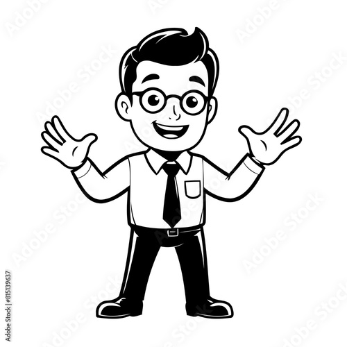 Vector illustration of a cute Man doodle for kids coloring worksheet