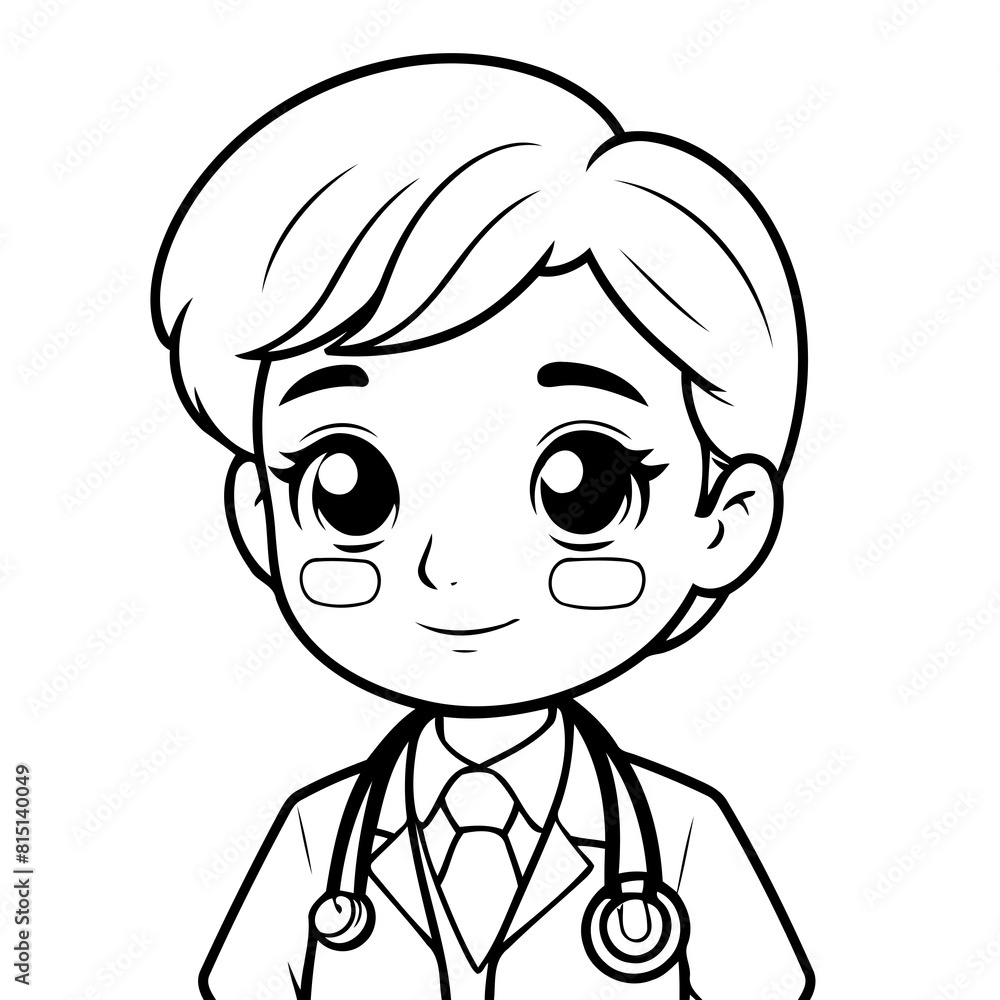 Cute vector illustration Doctor hand drawn for kids coloring page Cute vector illustration Doctor hand drawn for kids coloring page