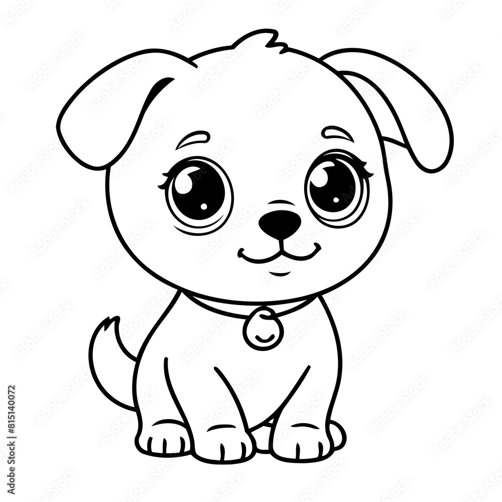 Vector illustration of a cute Dog drawing for kids colouring activity Vector illustration of a cute Dog drawing for kids colouring activity