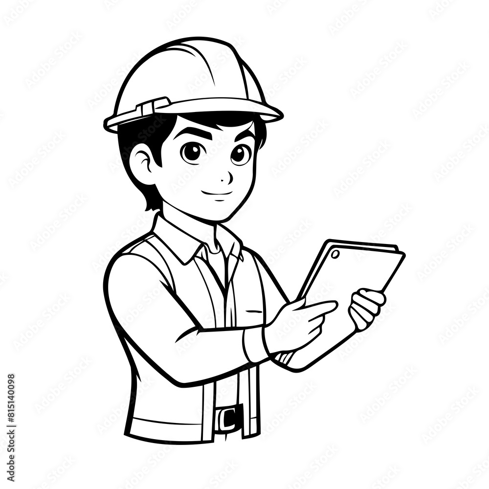 Simple vector illustration of Foreman for kids colouring worksheet Simple vector illustration of Foreman for kids colouring worksheet