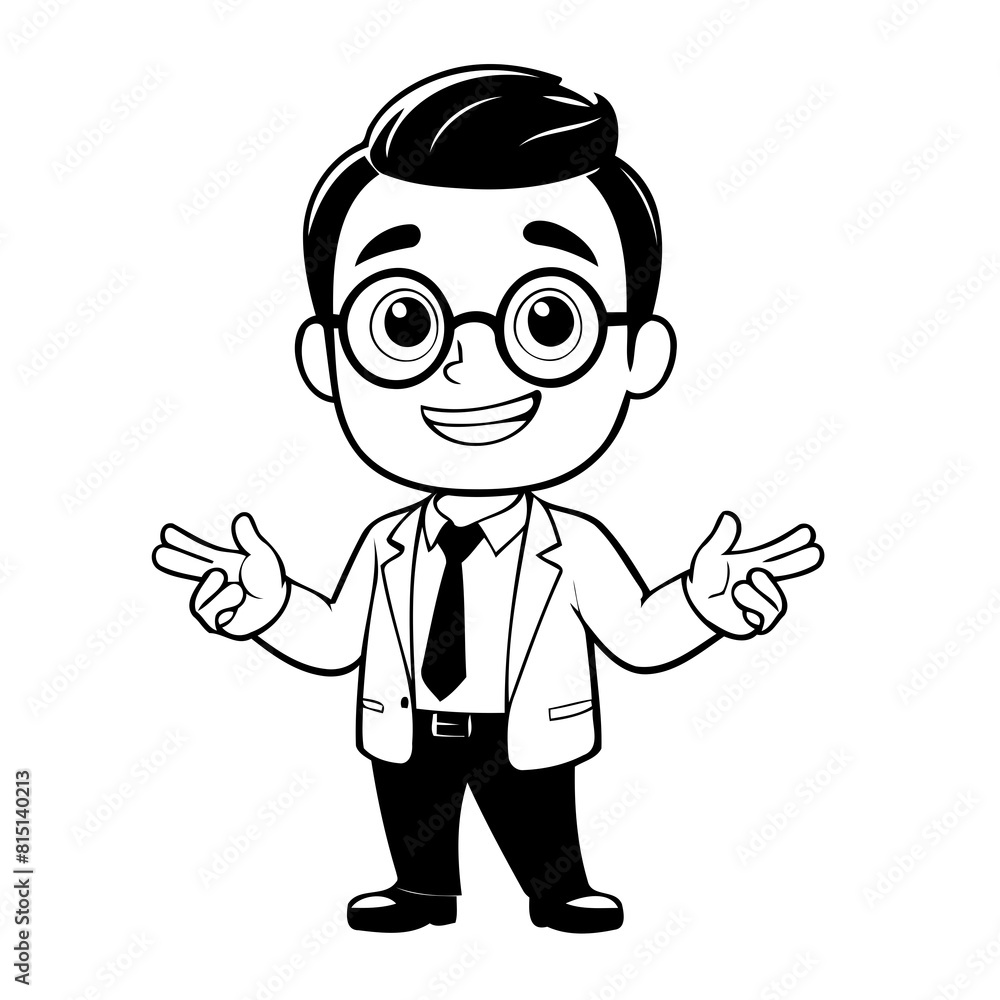 Cute vector illustration Man drawing for colouring page Cute vector illustration Man drawing for colouring page