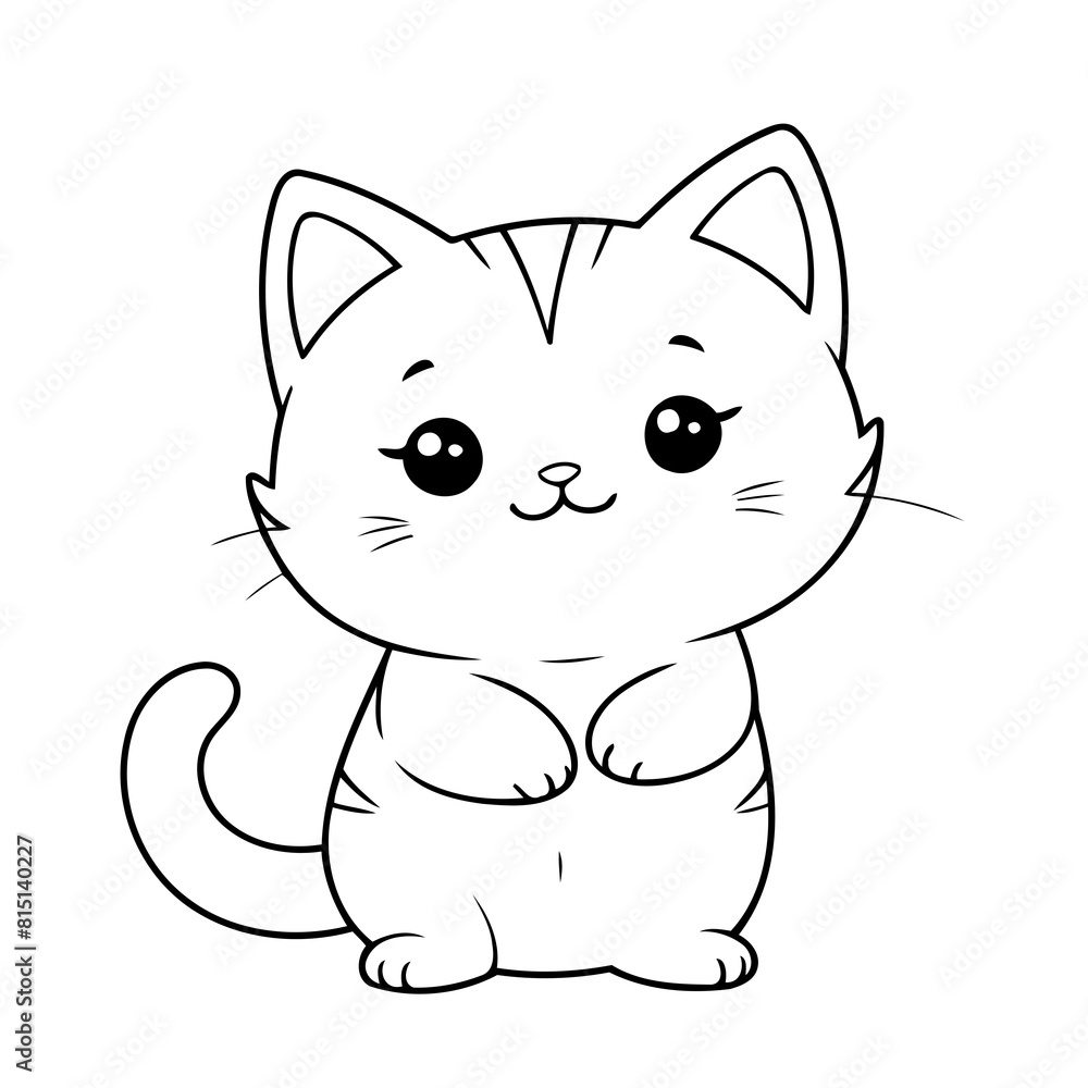 Vector illustration of a cute Kitten drawing for kids colouring page Vector illustration of a cute Kitten drawing for kids colouring page