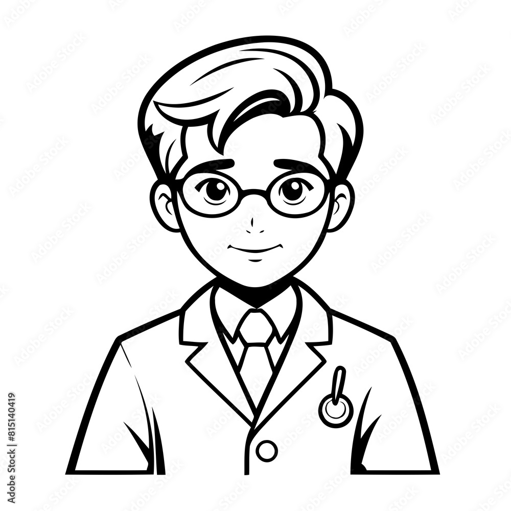 Vector illustration of a cute Doctor doodle for toddlers coloring activity Vector illustration of a cute Doctor doodle for toddlers coloring activity