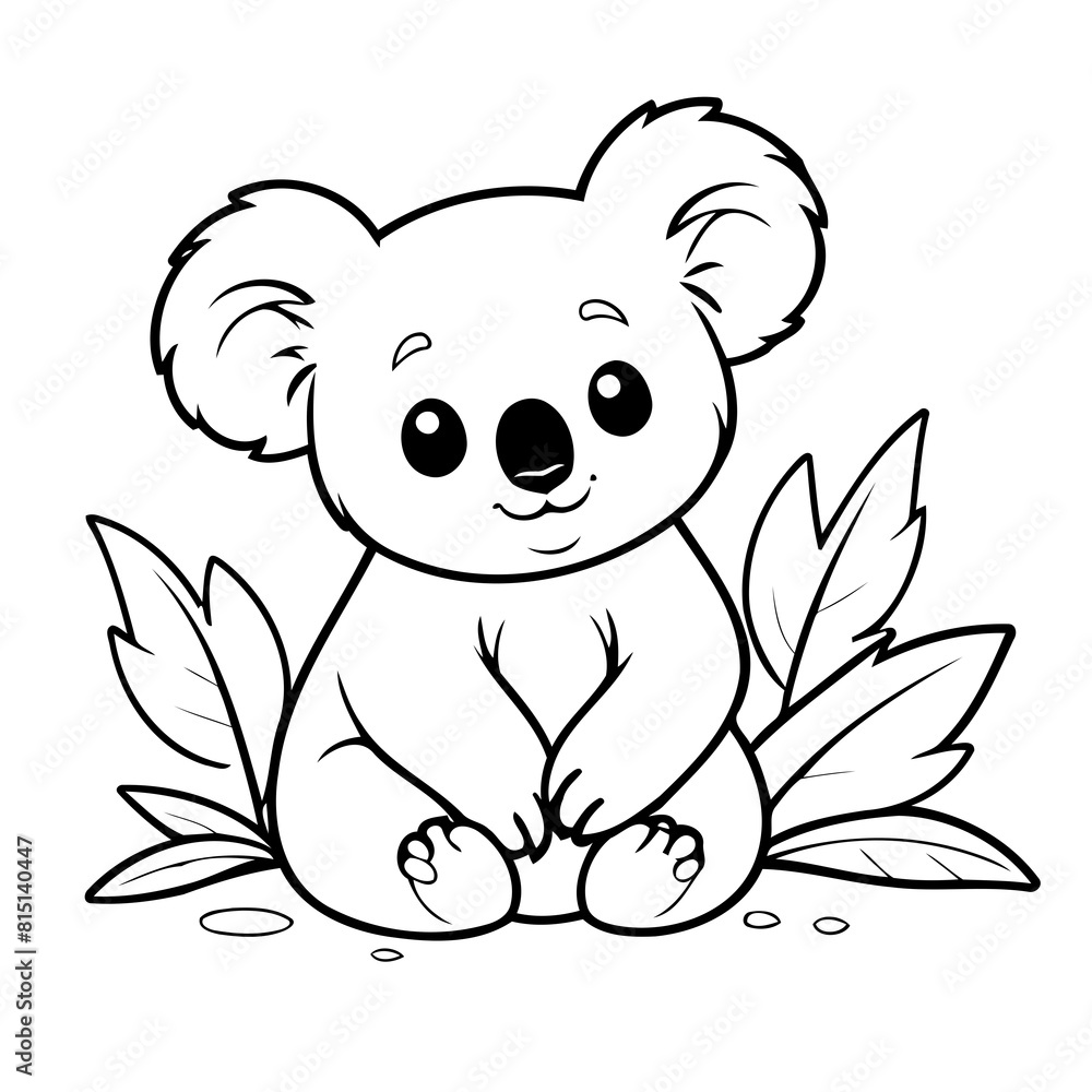 Simple vector illustration of Koala hand drawn for kids coloring page Simple vector illustration of Koala hand drawn for kids coloring page
