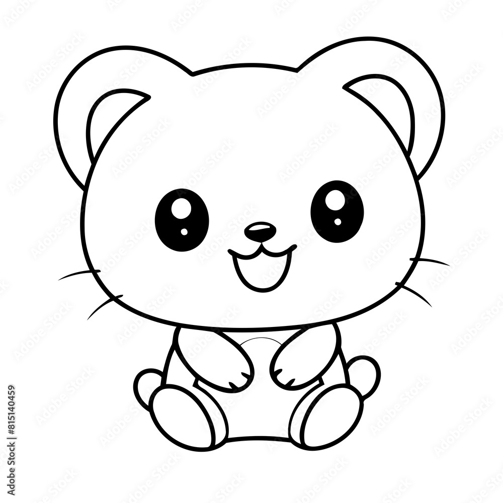 Vector illustration of a cute Kawaii doodle for toddlers worksheet Vector illustration of a cute Kawaii doodle for toddlers worksheet