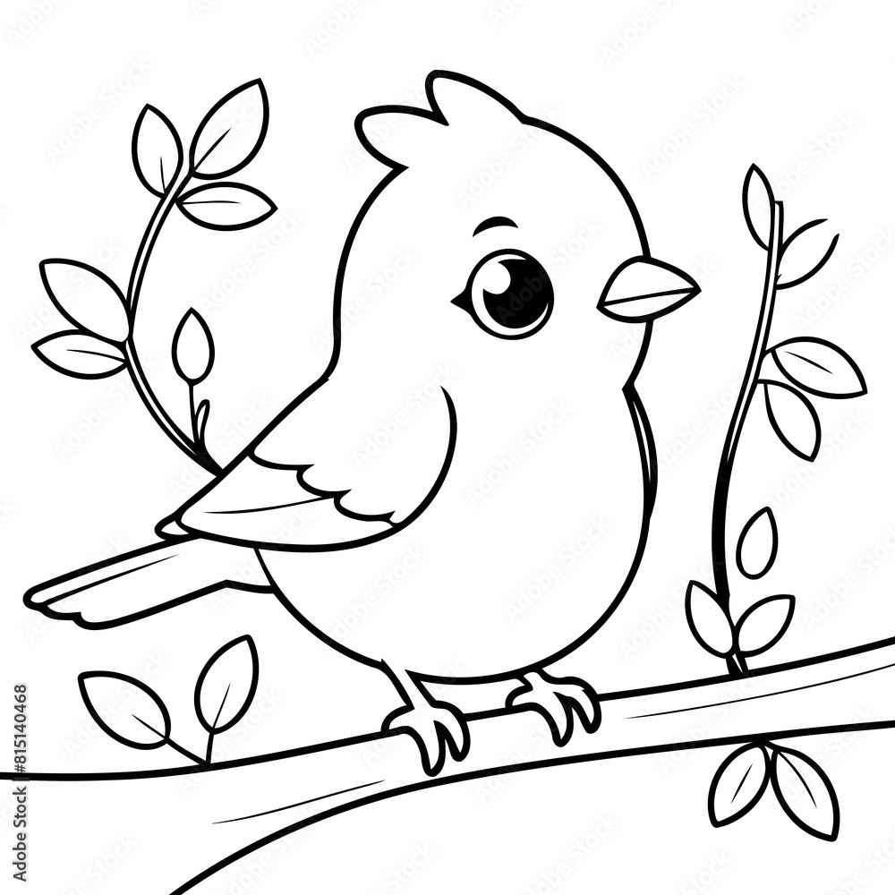 Cute vector illustration Bird drawing for colouring page Cute vector illustration Bird drawing for colouring page