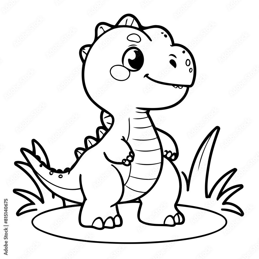 Fototapeta premium Simple vector illustration of Dino drawing for toddlers book