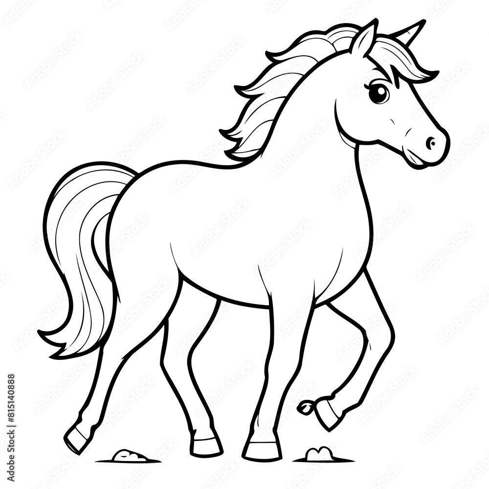 Simple vector illustration of Horse hand drawn for kids coloring page Simple vector illustration of Horse hand drawn for kids coloring page
