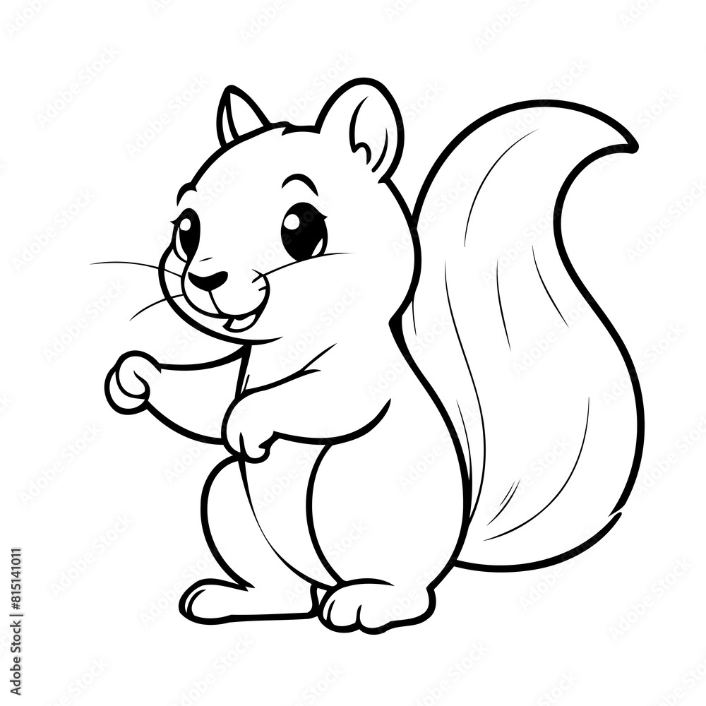 Fototapeta premium Simple vector illustration of Squirrel drawing for toddlers book