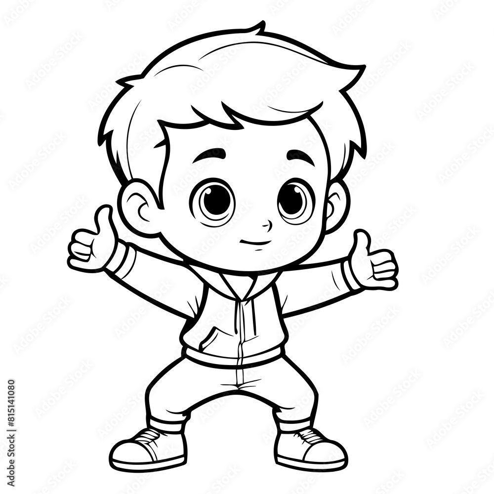 Fototapeta premium Simple vector illustration of Boy outline for colouring page