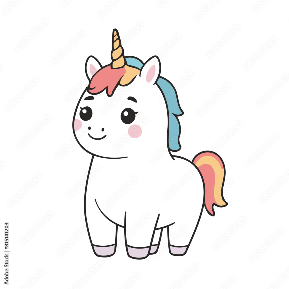 Cute vector illustration Unicorn for toddlers colouring page Cute vector illustration Unicorn for toddlers colouring page