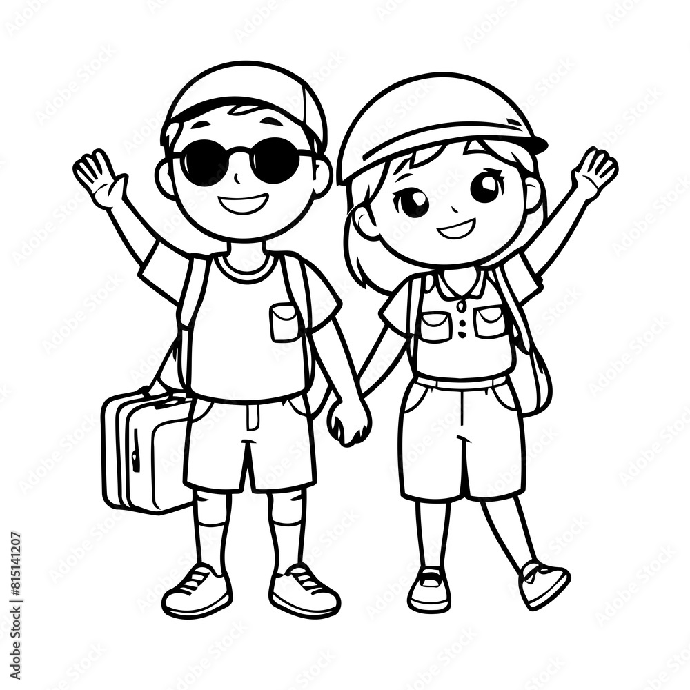 Cute vector illustration Couple drawing for toddlers book Cute vector illustration Couple drawing for toddlers book
