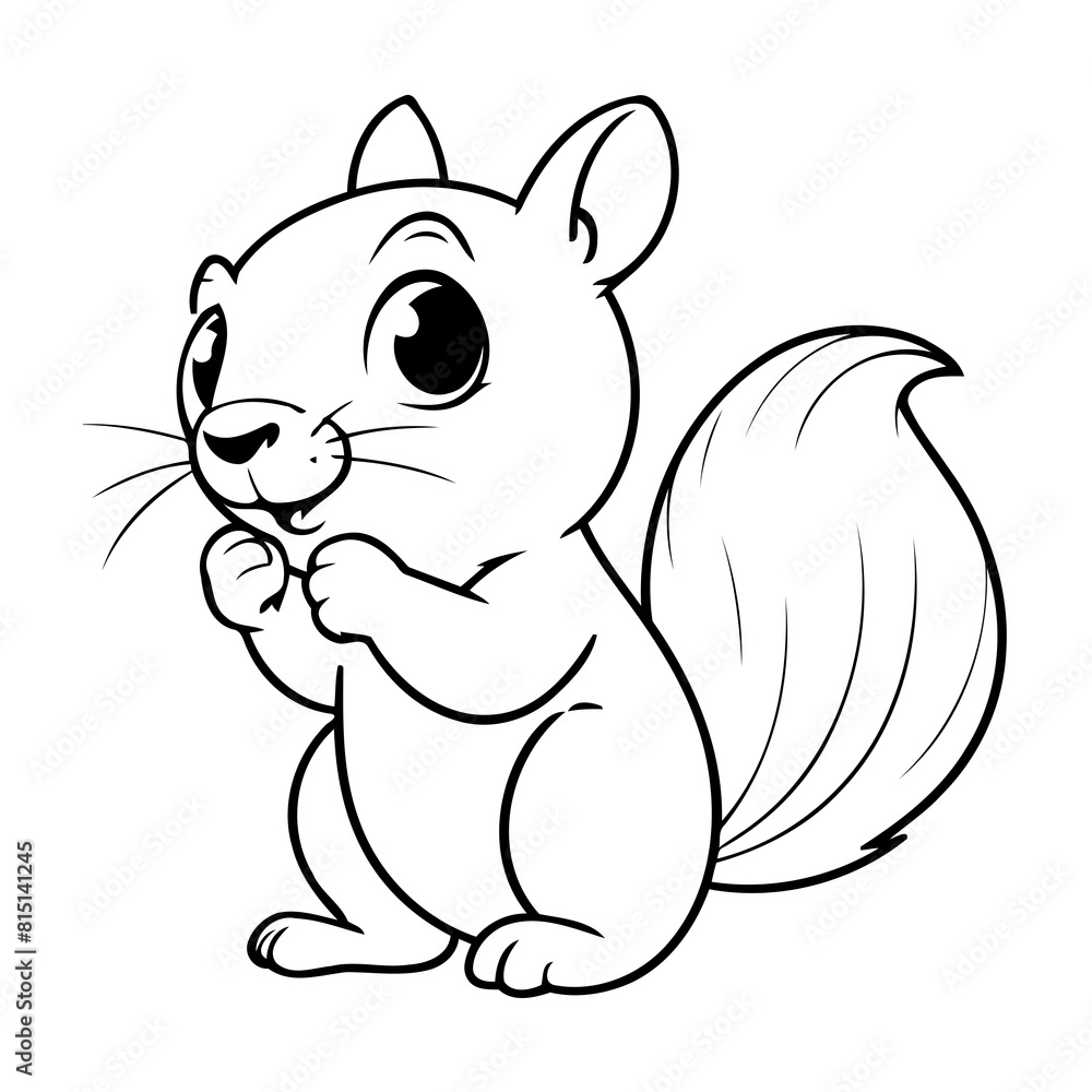 Simple vector illustration of Squirrel drawing for toddlers colouring page Simple vector illustration of Squirrel drawing for toddlers colouring page