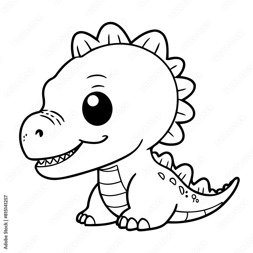 Vector illustration of a cute Dino drawing for kids colouring page Vector illustration of a cute Dino drawing for kids colouring page