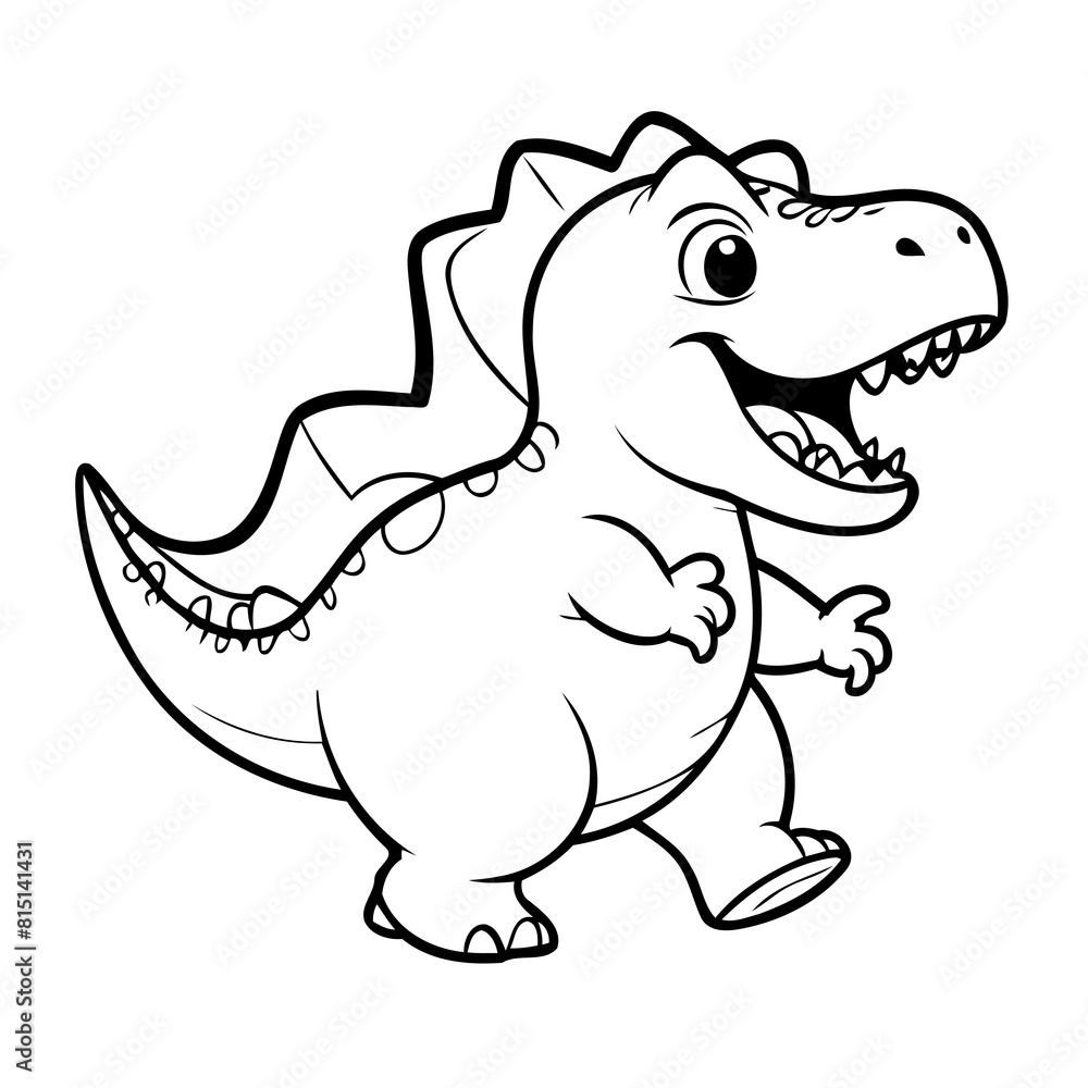 Simple vector illustration of Dino drawing for toddlers colouring page Simple vector illustration of Dino drawing for toddlers colouring page